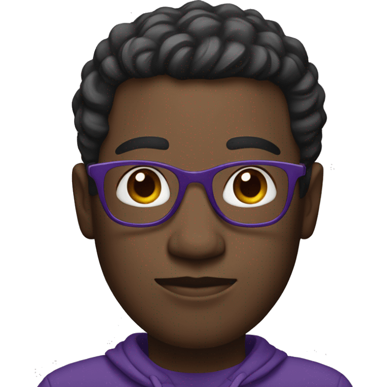 Man with glasses in purple hoodie white skin emoji