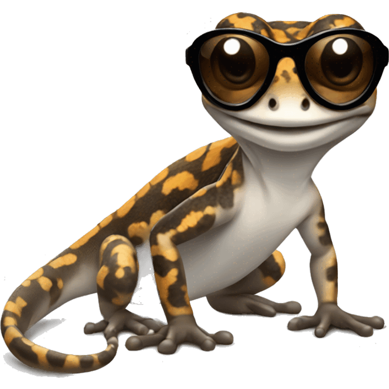  Black and brown and white Gecko with sunglasses emoji