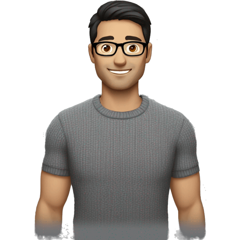 handsome dark haired man with glasses wearing a pulover emoji