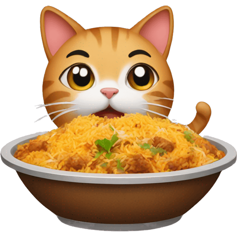 Cat eating biryani emoji