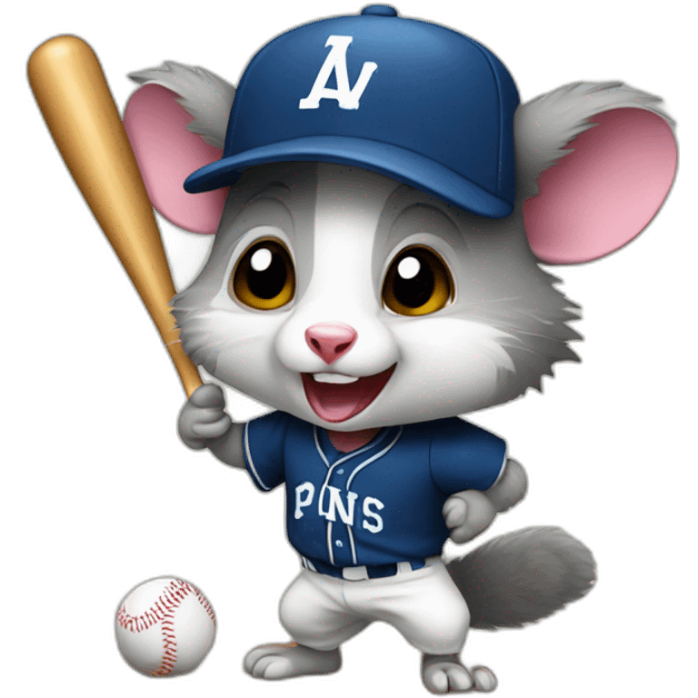 Possum playing baseball emoji