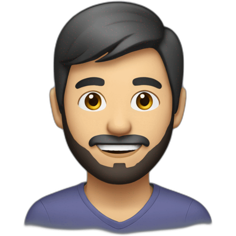 brown asian software engineer with beard and EarPods in ears emoji