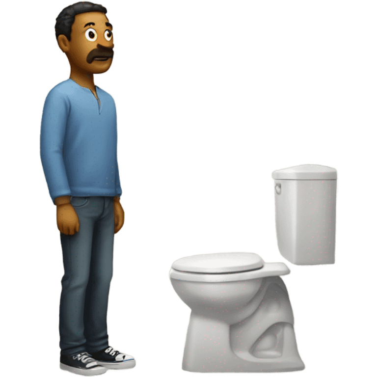 Man standing in the bathroom with blunt emoji