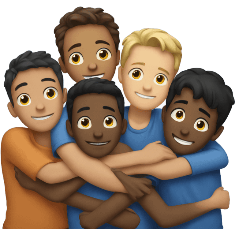 group of boys hugging emoji