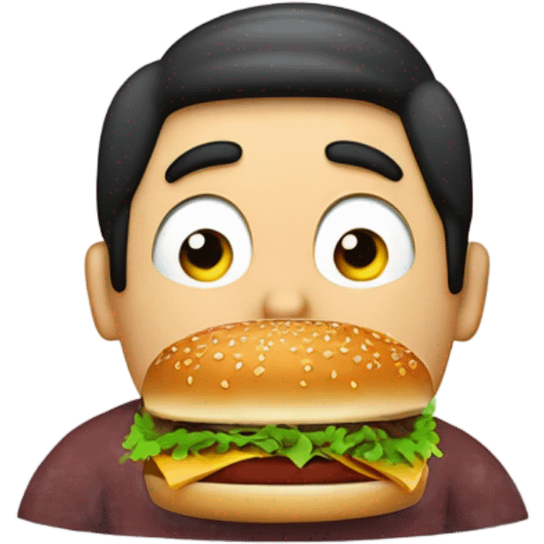 hombre obeso comiendo una hamburguesa emoji