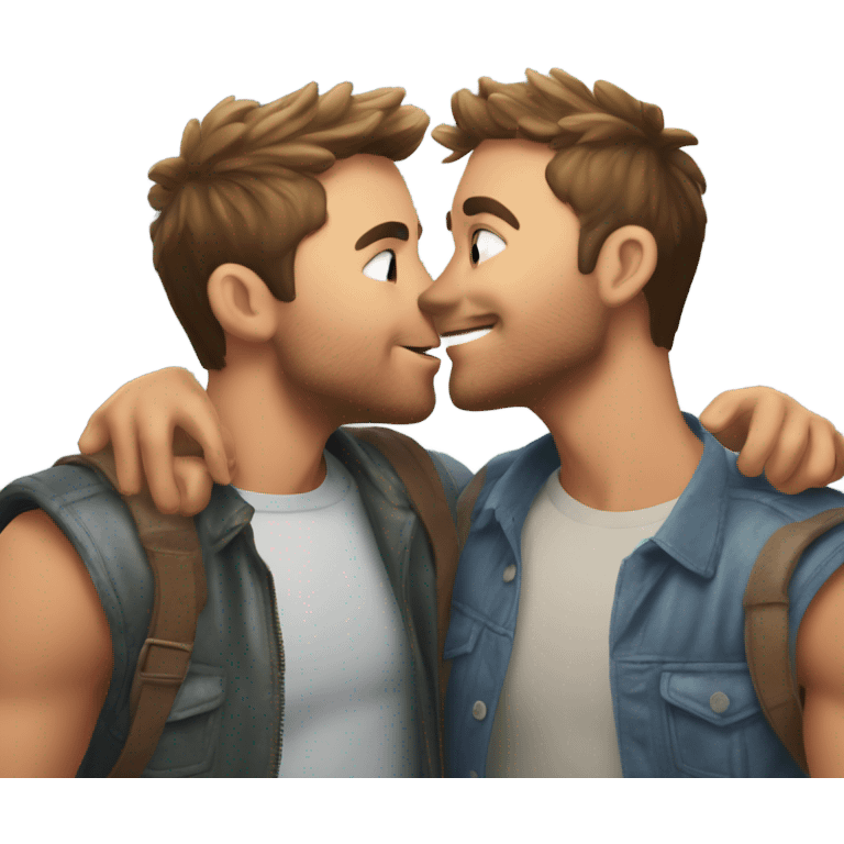 mikey and brian kissing, excited about this new adventure as a couple emoji