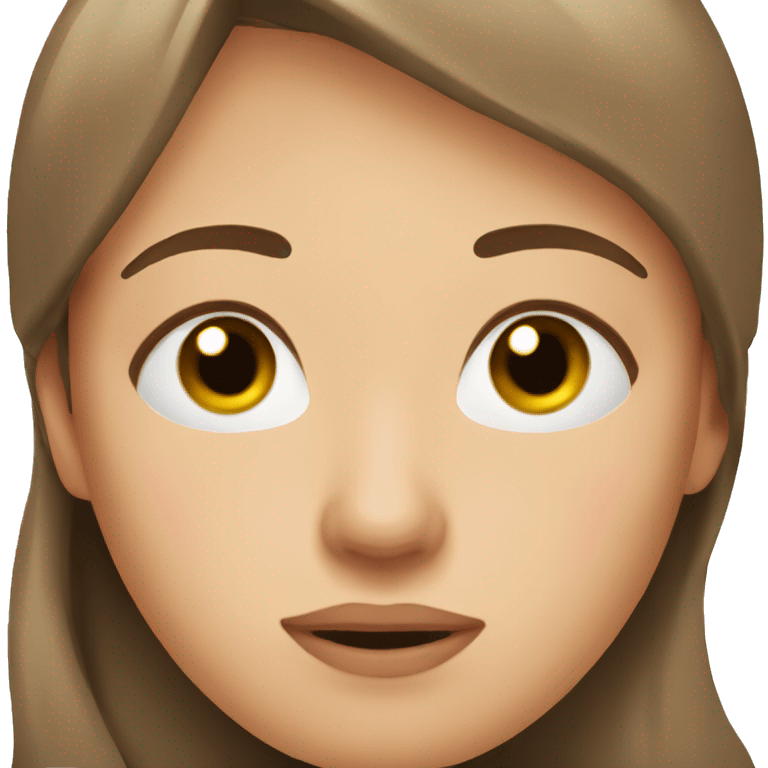 Woman Breathe after crying with watery eyes with brown hair emoji