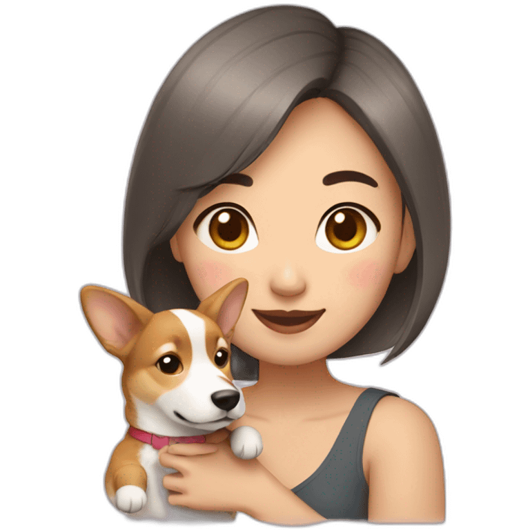 asian short hair girl with corgi emoji