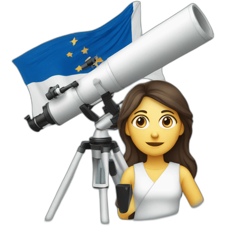 Woman with Greek flag and astronomy telescope emoji