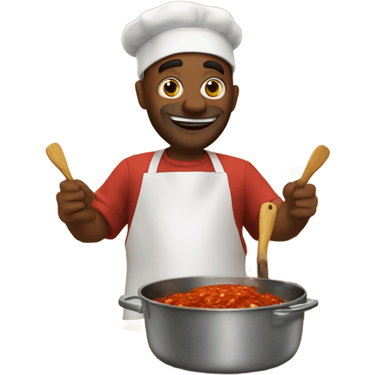 Friday in Jerusalem cooking fish in red sauce  emoji