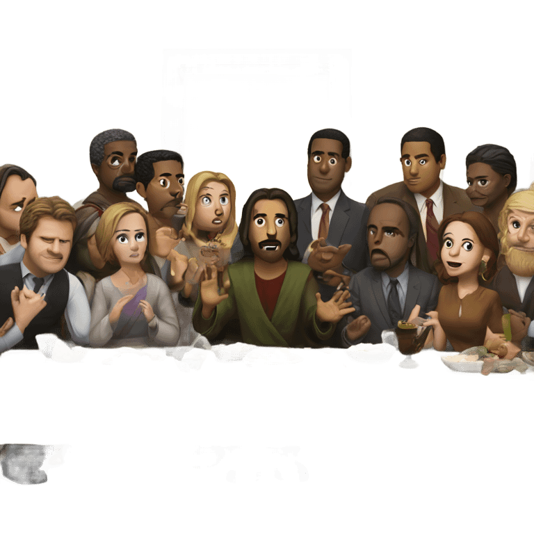 The last supper with the office characters  emoji