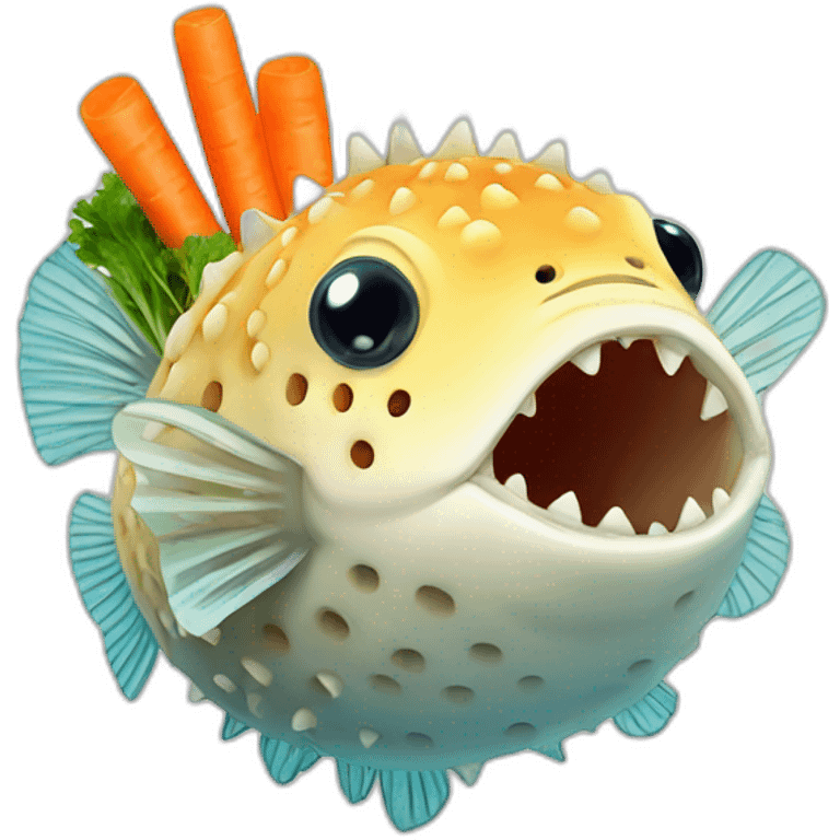 puffer fish eating carrot emoji