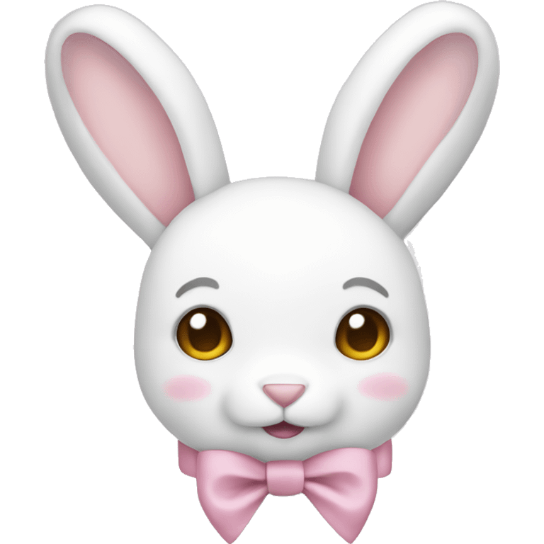 White plush rabbit with light pink bow emoji