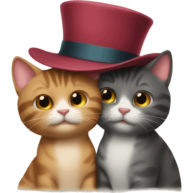 Cats with hats in romance emoji