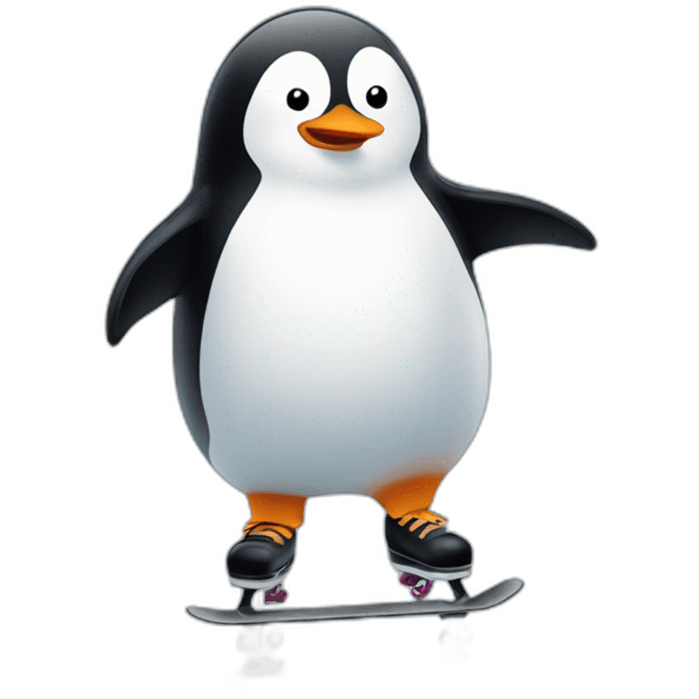 clumsy penguin ice skating emoji