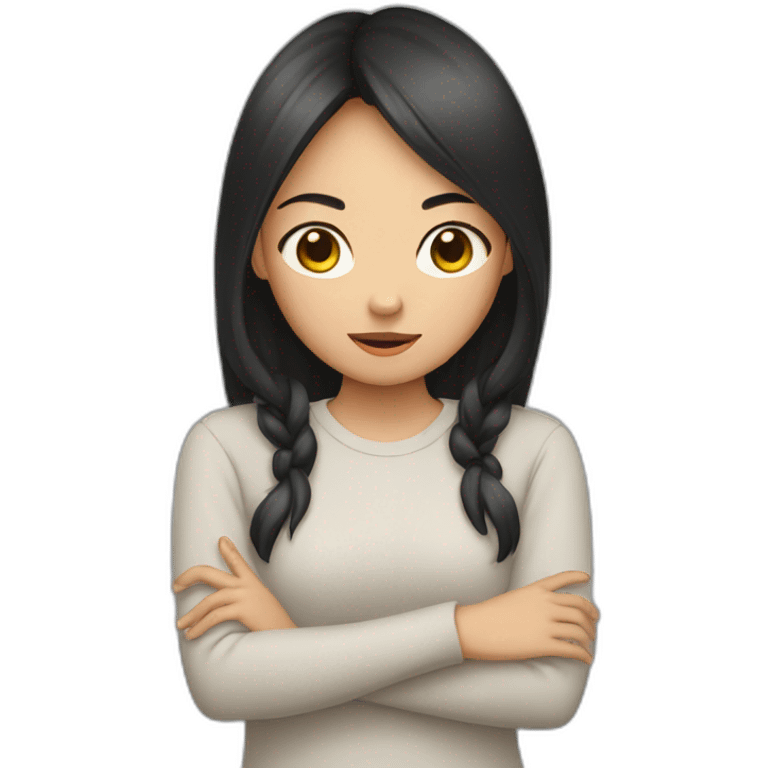 Female asian girl hiding behind hands emoji