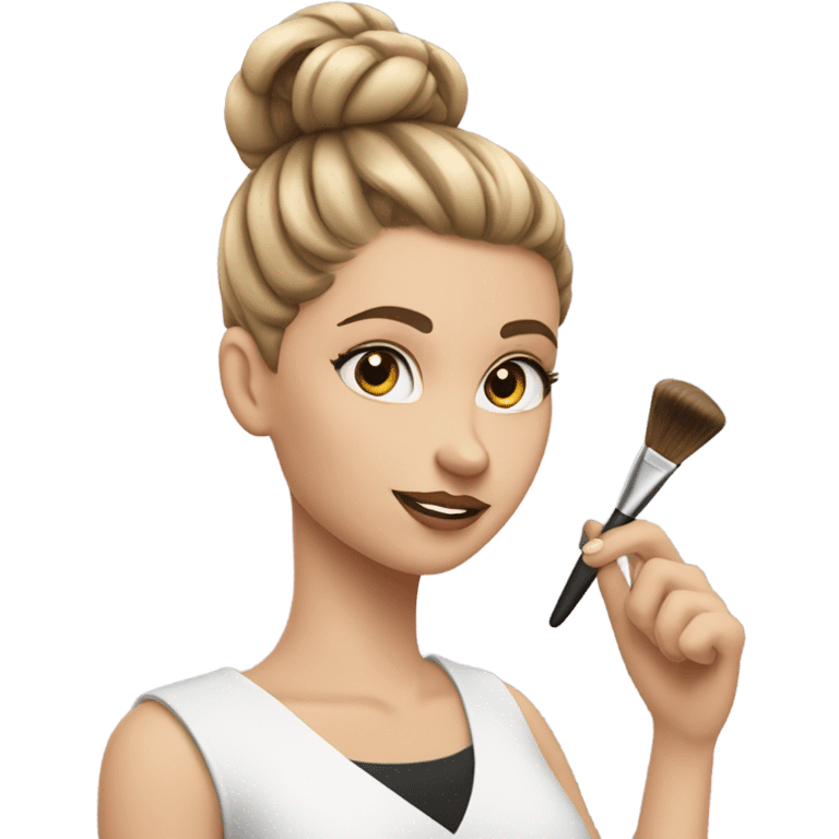 White girl with a slick back bun and a brush in her hand emoji