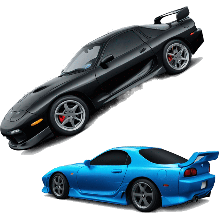 black rx7 and blue supra emoji