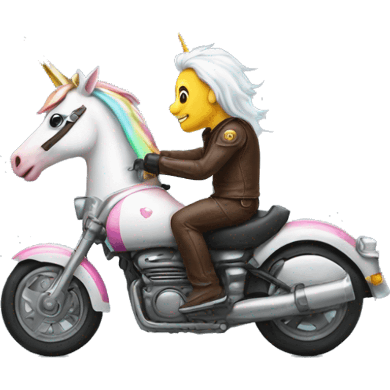 A unicorn in a motocycle emoji