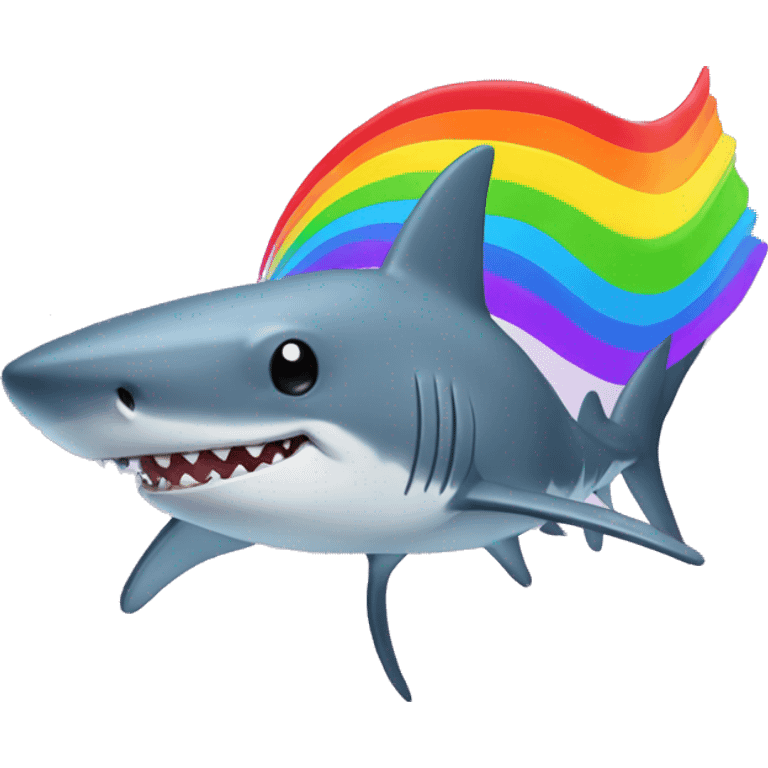 shark with rainbow hair and babg in hand emoji