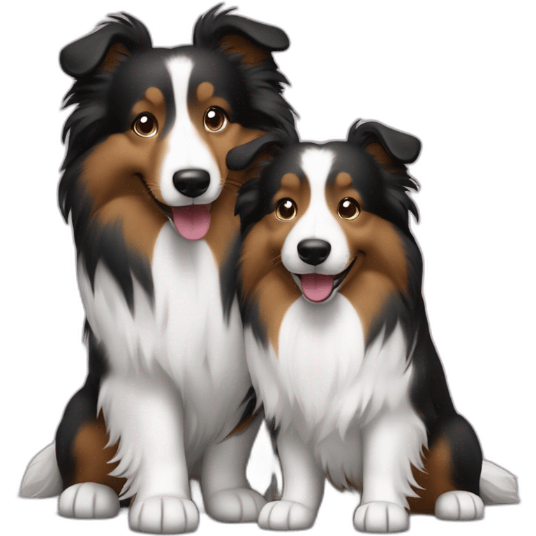 broun and bi-black shelties shaking paws emoji