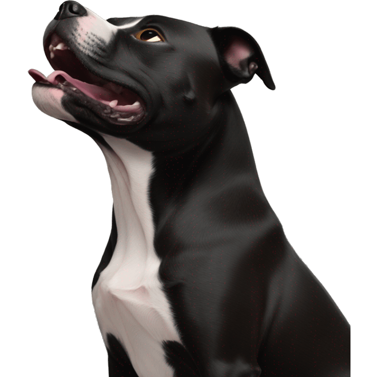 black staffordshire terrier howling at moon emoji