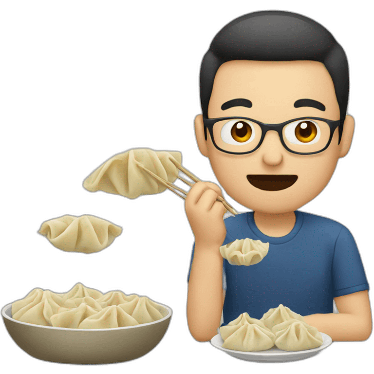 man eats dumplings emoji