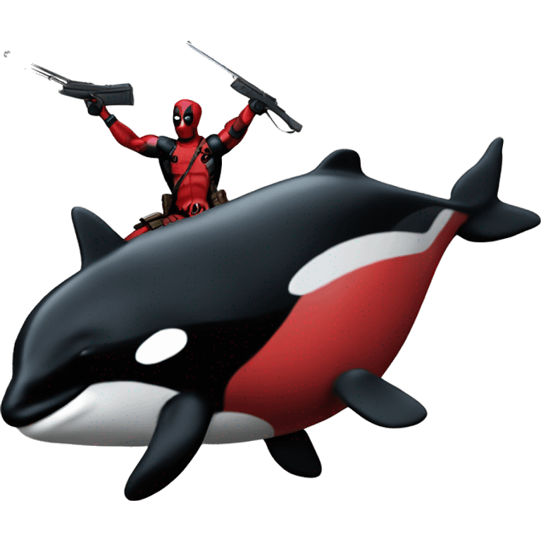 Deadpool shooting an orca emoji