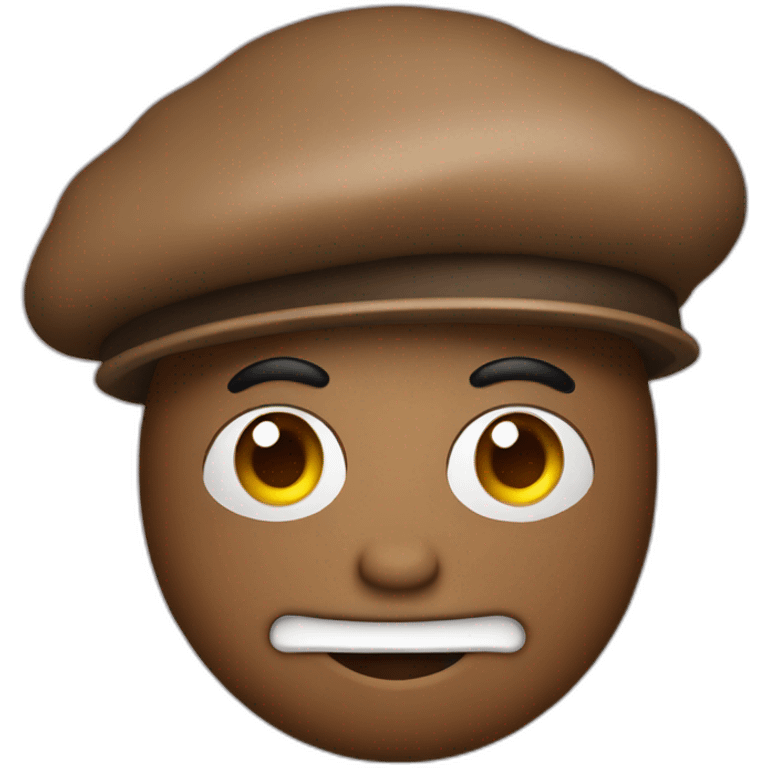 poop emoji with beret emoji