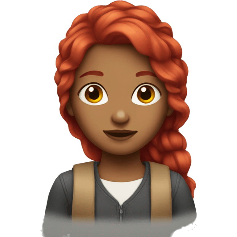 Girl with ruby red hair emoji