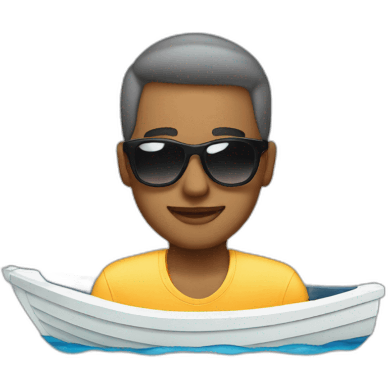 Shaved DJ on a boat emoji