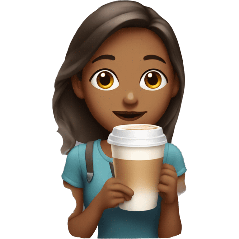 Girl drinking latte emoji