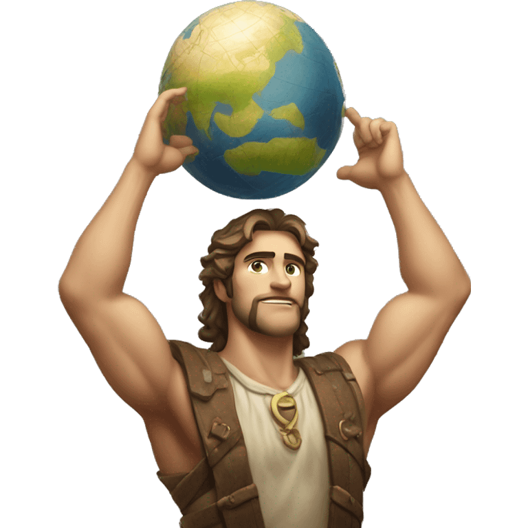 An emoji of Atlas, the mythological figure, depicted holding up the globe on his shoulders, symbolizing strength and endurance emoji