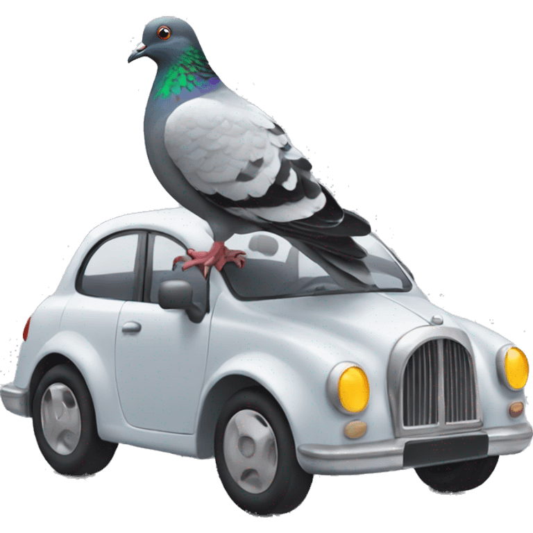 Pigeon driving a car  emoji