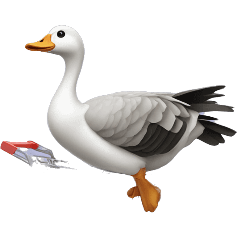 Goose with a shopping cart in hands emoji