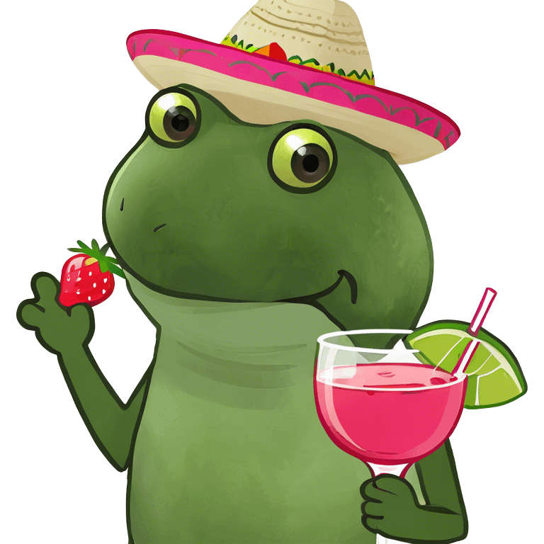 Pink margarita with a strawberry on the edge of the glass  emoji