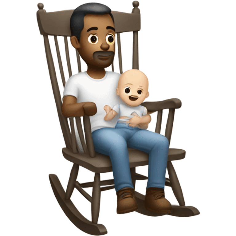 White man rocking white baby in grey rocker  emoji