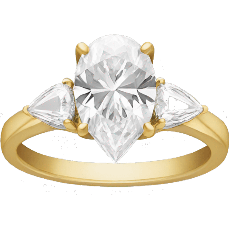 Gold oval and pear diamond engagement ring emoji