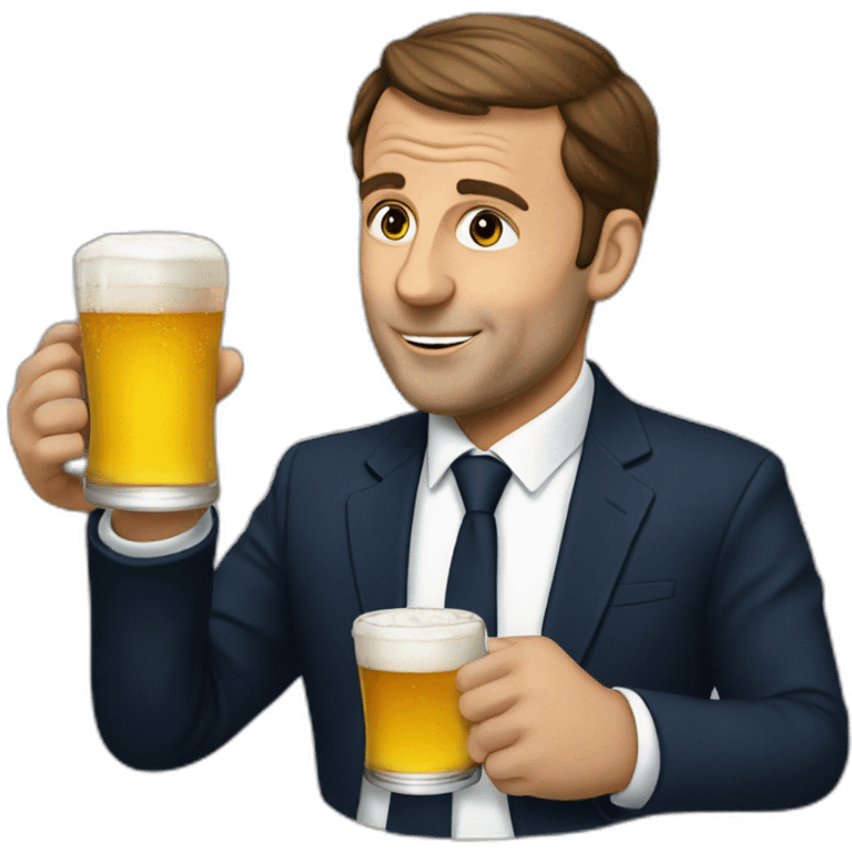 Macron drinking beer emoji