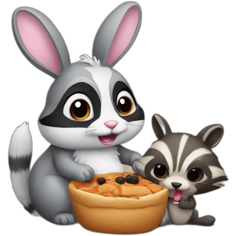 bunny eating raccoon funny emoji