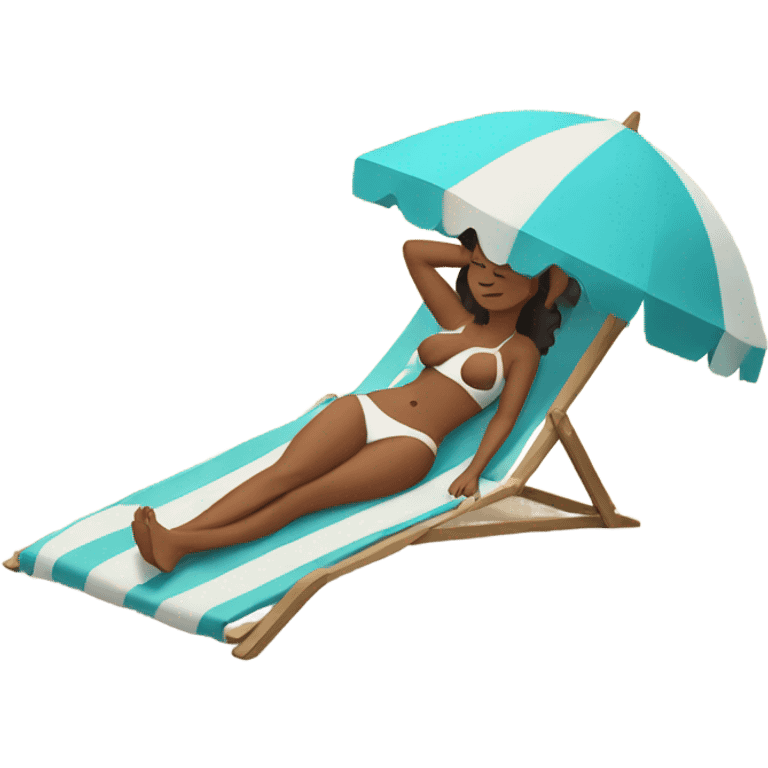 Woman sunbathing on beach emoji