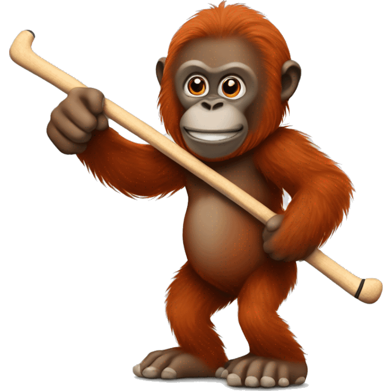 Orangutan holding hockey stick emoji