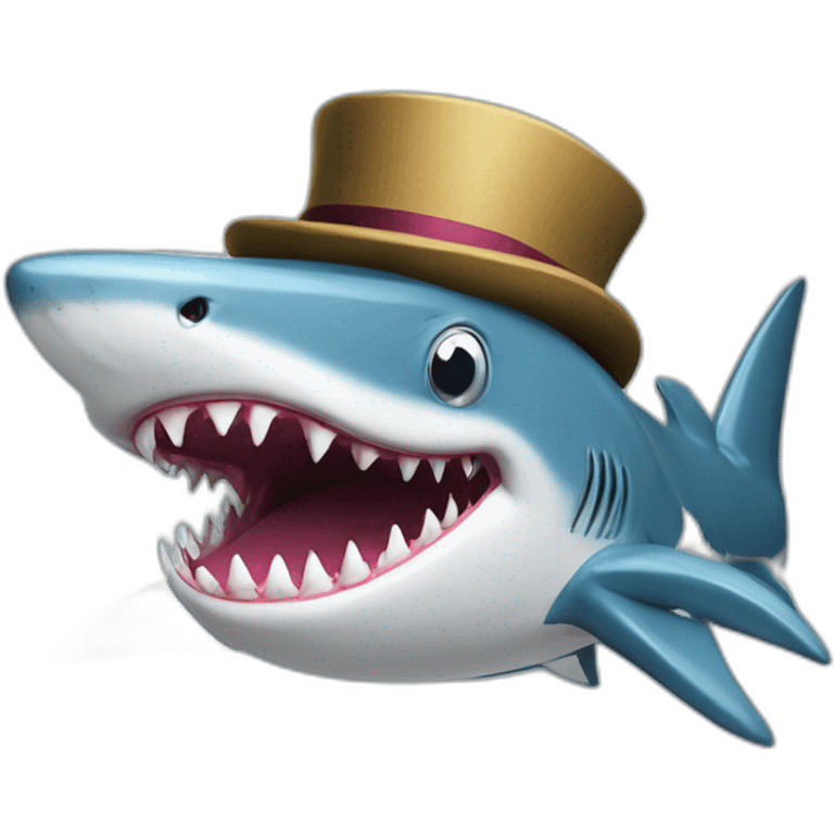 Shark with a top hat emoji