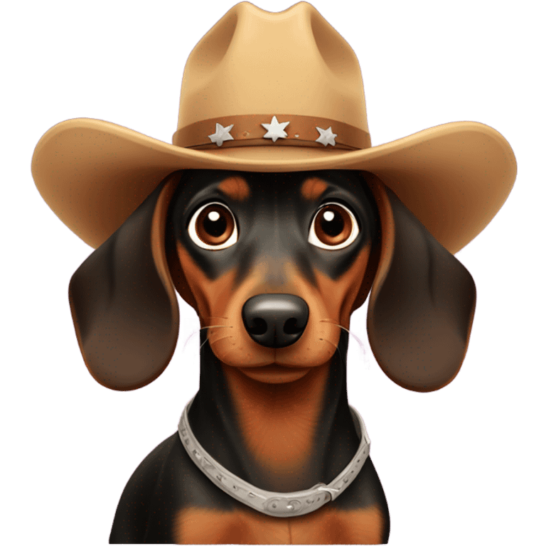 Brown dachshund wearing a cowboy hat  emoji