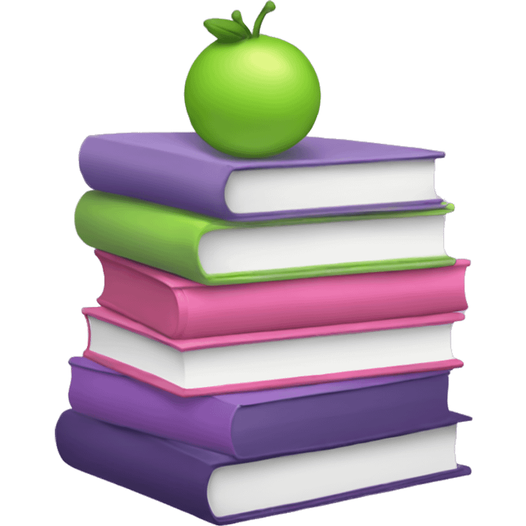 pink, lime green, lavender stack of books  emoji