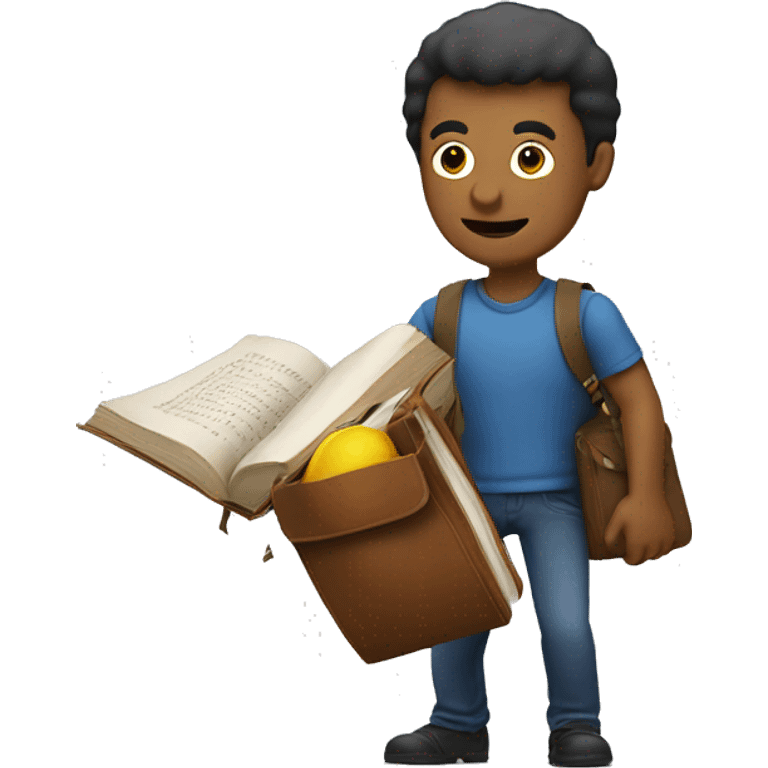 man pulling the book out of a bag like a weapon  emoji