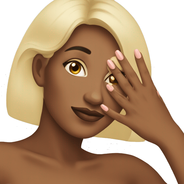 Woman showing her nails emoji