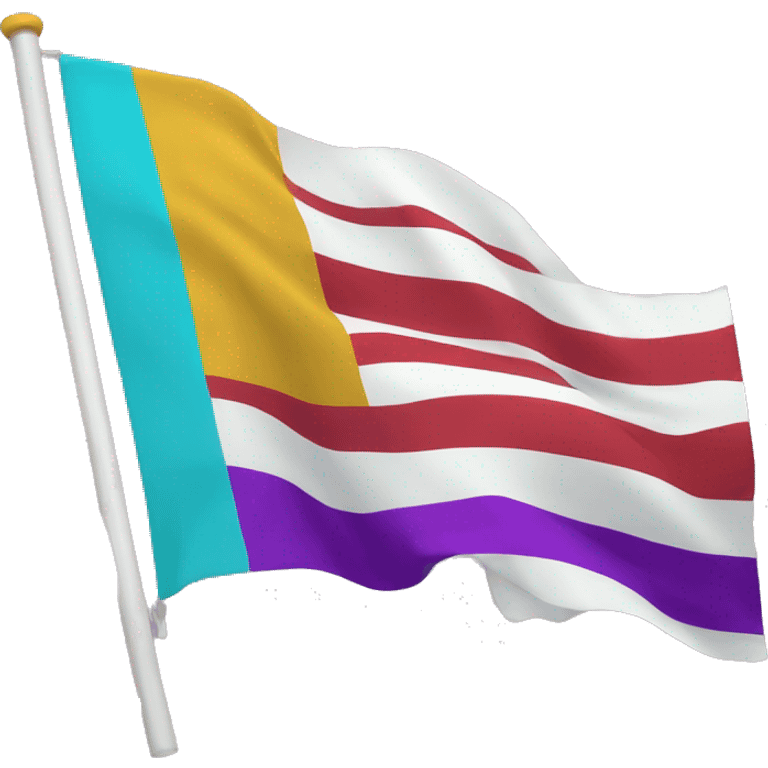 Flag wth five stripes red on top then mustard then white then cyan and the last stripe of violet colour  emoji