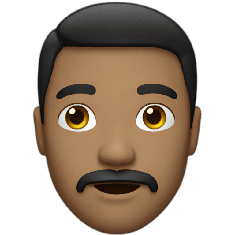 A young adult with dark skin, a moustache, a black goatee and partly black and partly blond hair. emoji