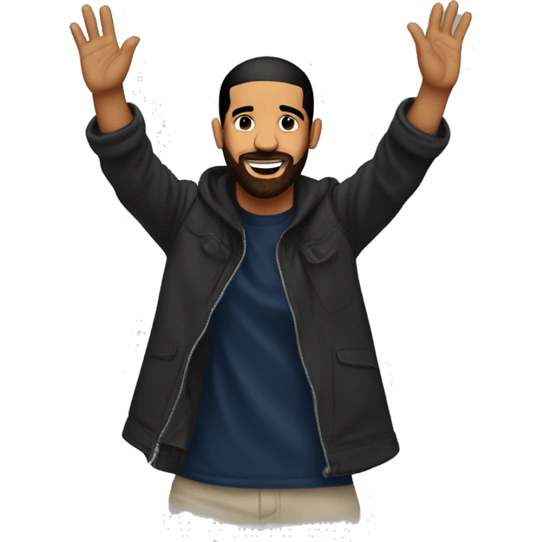 Drake with both hands in the air emoji